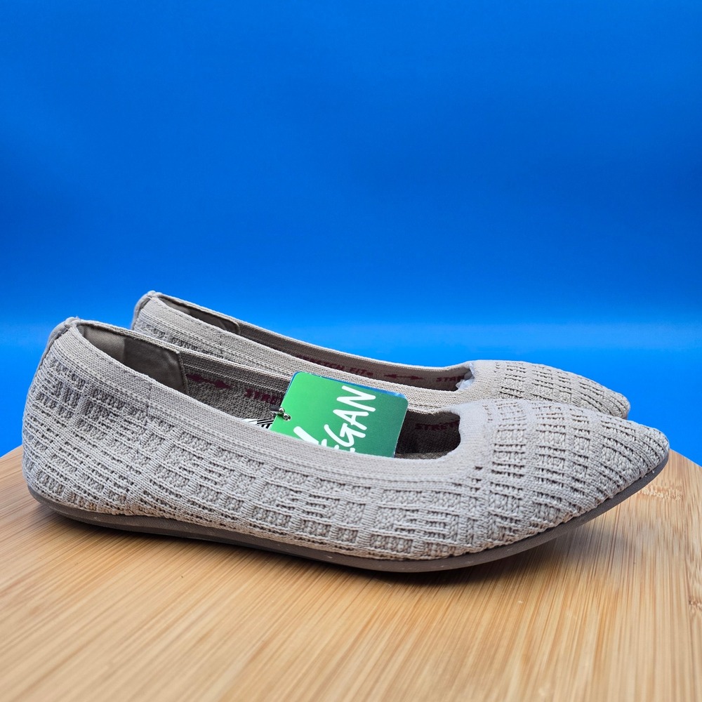 Skechers Cleo 2.0 Love Spell Natural Beige Knit Pointed Toe Vegan Flats 6 - Picture 2 of 9